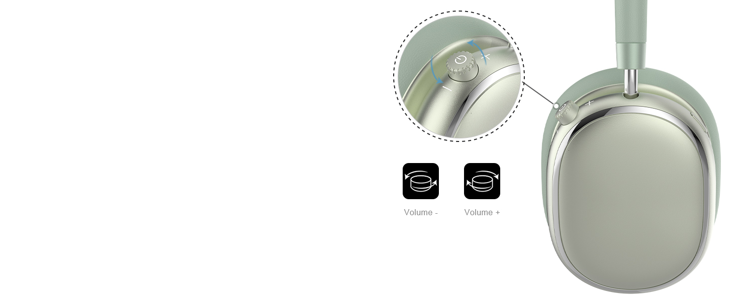 Навушники бездротові Bluetooth 6.0 NC95 з шумозаглушенням, поворотним регулятором, 120+ годин роботи, EQ налаштування через додаток, зелені для подорожей та спорту