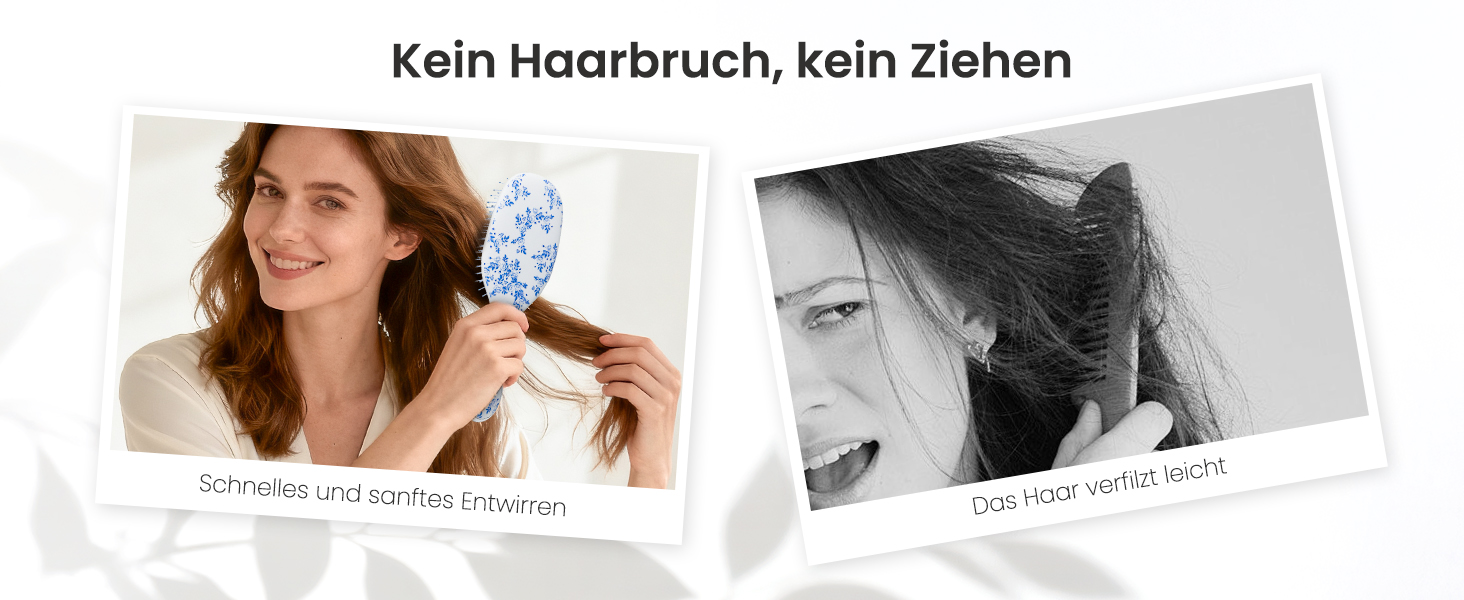 AIMIKE Rose Luxe Щітка для розчісування волосся, безболісна, з вентиляцією та ультрам'якими гнучкими щетинками, легко розплутує вузли, для мокрого та сухого волосся, для жінок, дівчаток та дітей (Porcelia Qing-Air Cushion)