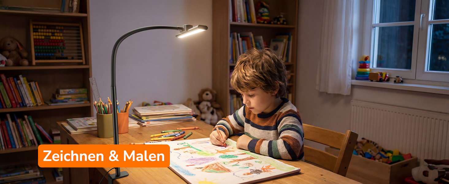 LED Настільна лампа Lepro 11W з кліпсою, диммер, 5 режимів яскравості та колірної температури, гнучкий регульований світильник для дому та офісу, чорна