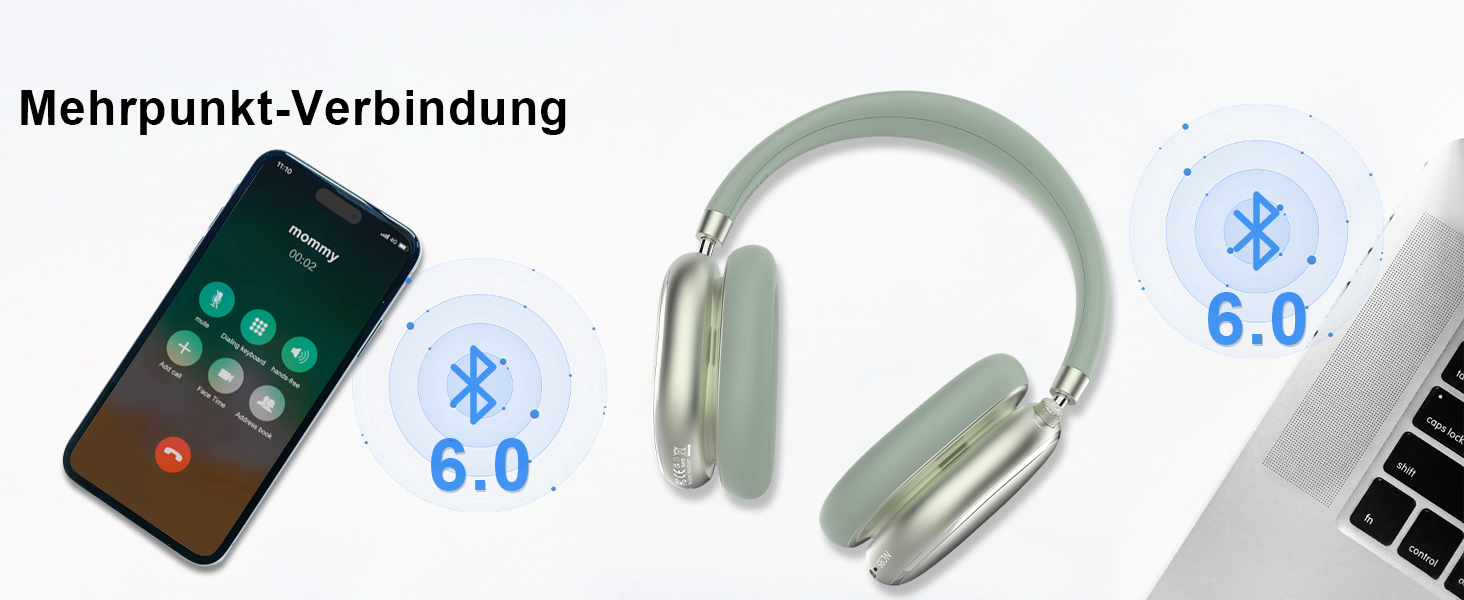 Навушники бездротові Bluetooth 6.0 NC95 з шумозаглушенням, поворотним регулятором, 120+ годин роботи, EQ налаштування через додаток, зелені для подорожей та спорту