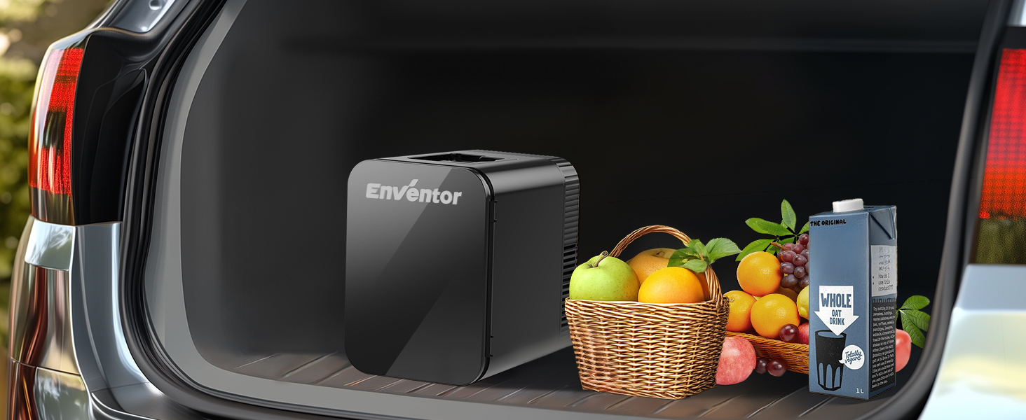 Mini холодильник Enventor 10L: для кімнати, авто, офісу. Охолодження та нагрів, 12V/220V, тихий, чорний