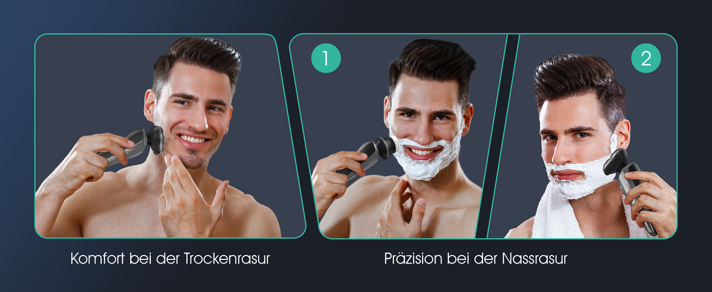 Електричний чоловічий верстат для гоління VOYOR TX410 (сірий) - ротаційний, мокрий/сухий, з LCD-дисплеєм та блокуванням від подорожей