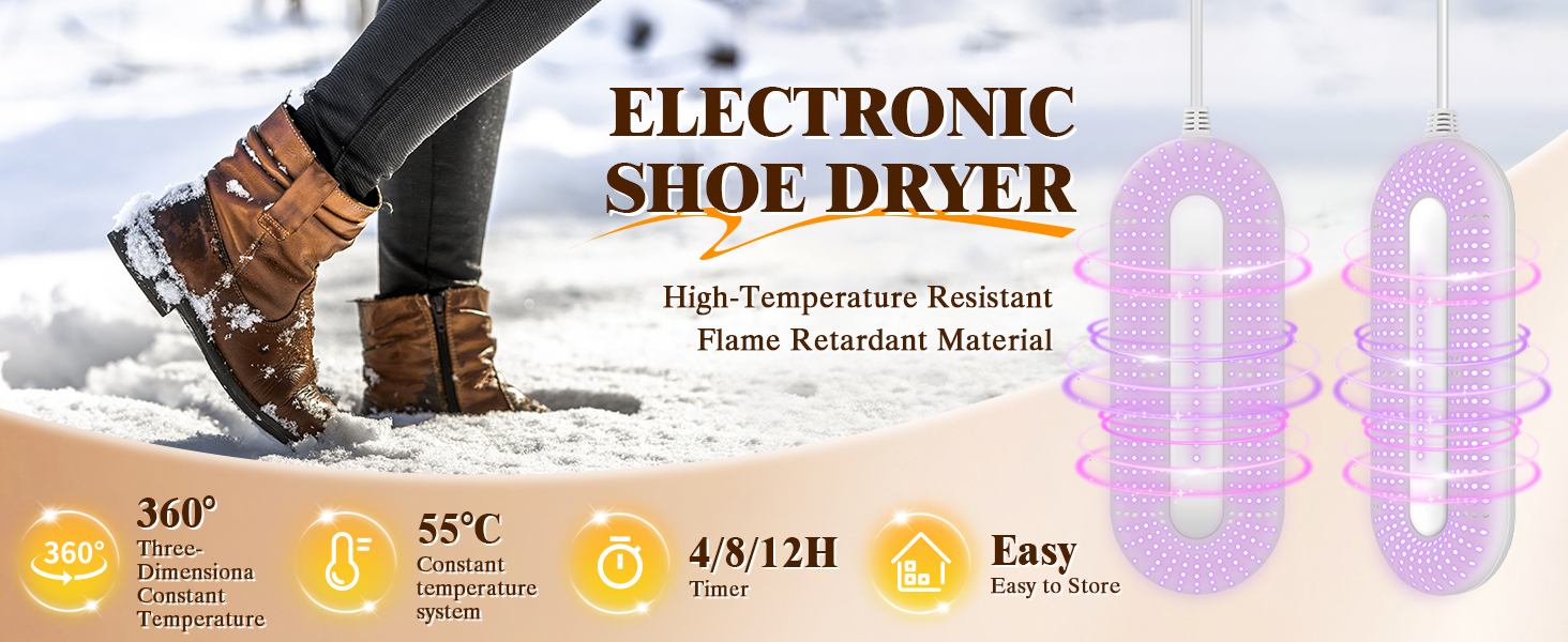 Електричний сушильник для взуття NZQXJXZ з таймером, швидкий сушильник для рукавичок та черевиків, видаляє запахи та антибактеріальний (EU-штекер)
