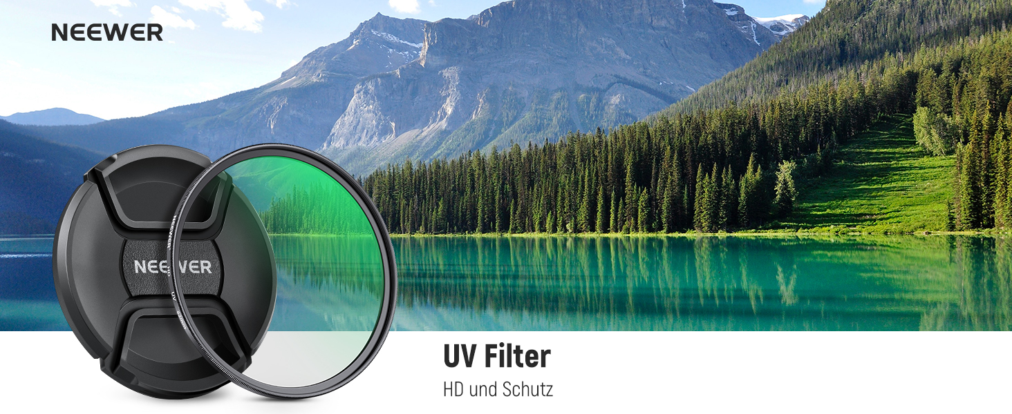 Фільтр NEEWER MC UV 62mm з кришкою для об'єктива: нанопокриття, HD скло, водонепроникний, стійкий до подряпин, ультратонкий алюмінієвий корпус