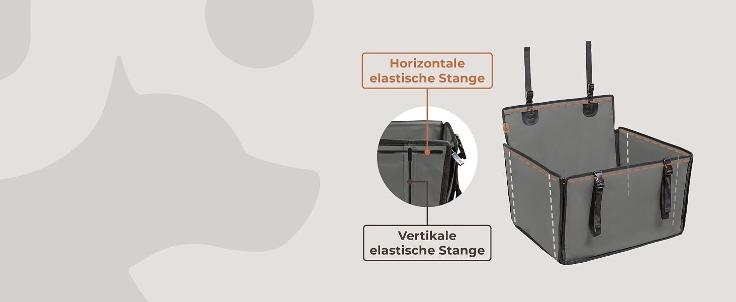 Автокрісло для собак Wuglo Extra Stabiler – надійне, водонепроникне автокрісло для собак середніх розмірів до 18 кг, сірого кольору
