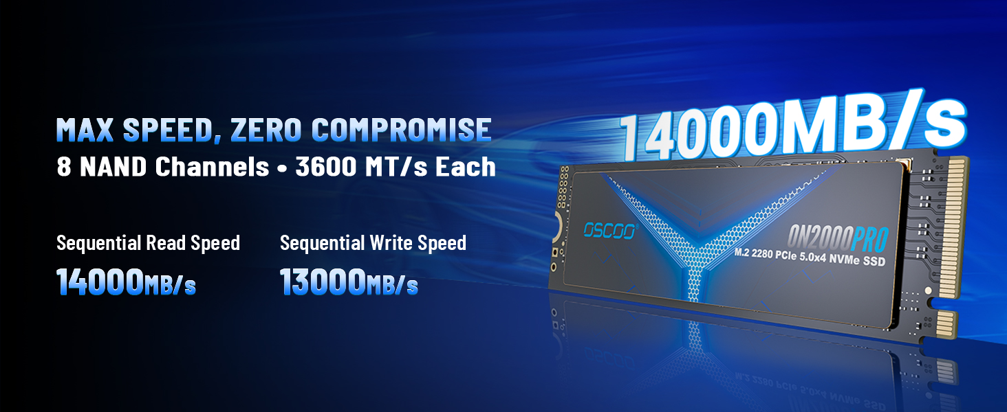 SSD NVMe 1TB PCIe Gen4x4/Gen5.0 2280 - до 14000 МБ/с (Чіткий NAND)