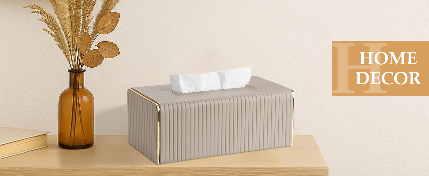 Стильна тканинна коробка для серветок з PU шкіри (світло-сіра в смужку)