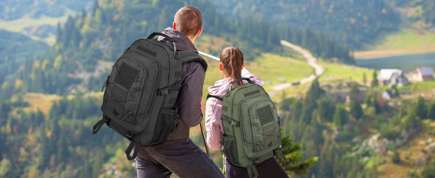 Тактичний рюкзак Molle 35/40 л, водонепроникний, для мотоциклістів, туризму, школи, з USB-портом, чорний