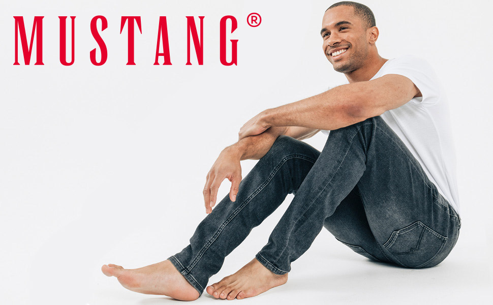 Чоловічі джинси MUSTANG Washington Stretch Straight Fit сині, чорні (30-44 / 32L-38L) - Оригінал