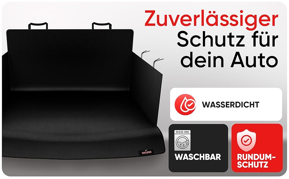 Захист для багажника WALSER Cäsar: килимок з боковим захистом, водонепроникний, для собак, чорний