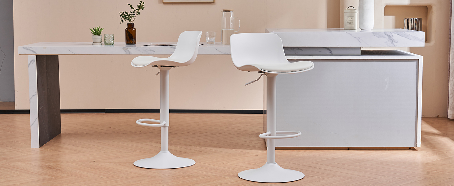YOUNIKE Adjustable Bar Stools 2-Pack - Faux Leather Kitchen Bar Chairs with Backrest - Counter Height Stools for Bar & Kitchen
