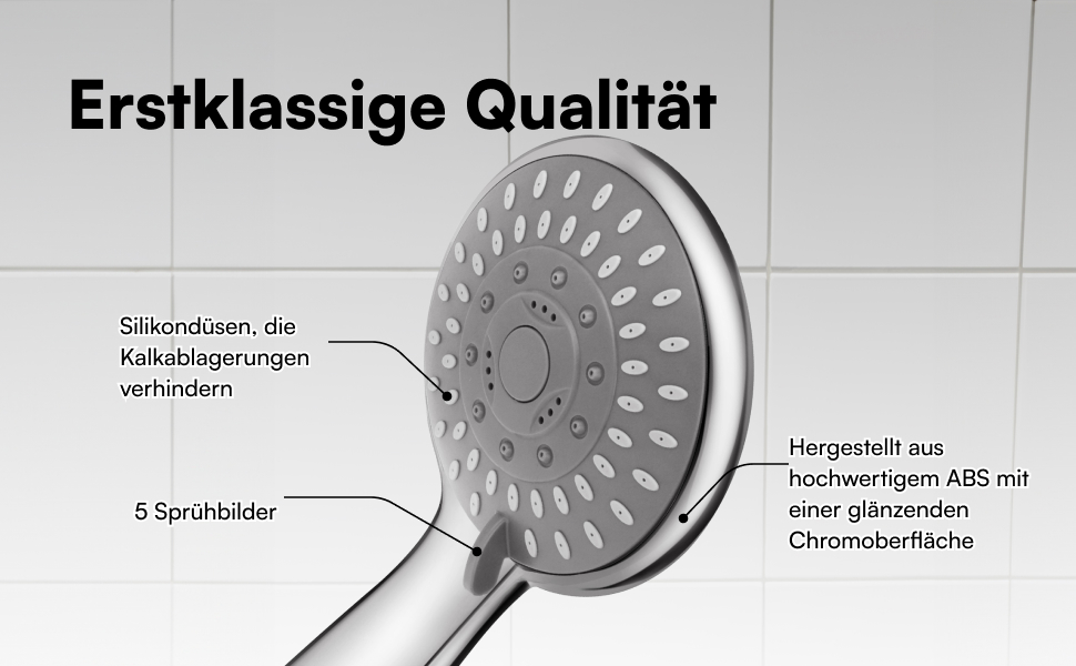 Насадка для душу H&S з високим тиском води - душова лійка з 5 режимами, хром