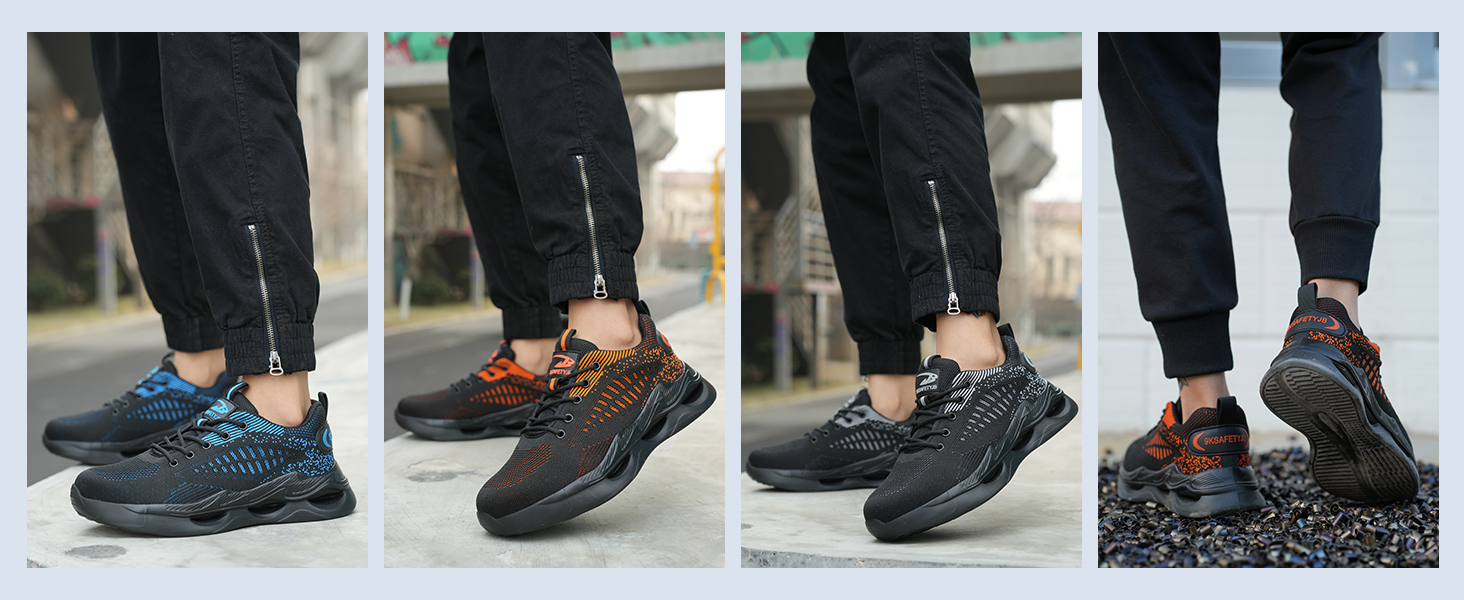 Чоловічі робочі черевики S1 з захистом від удару, антиковзаючі, безпечні черевики, розмір 38-46 EU, 43 EU, помаранчевий колір