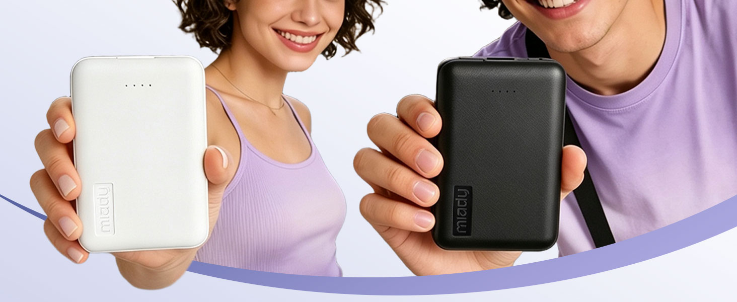 Міні-павербанк Miady 5000mAh 18.5W з USB-C портом для iPhone, Samsung, iPad, чорно-білий