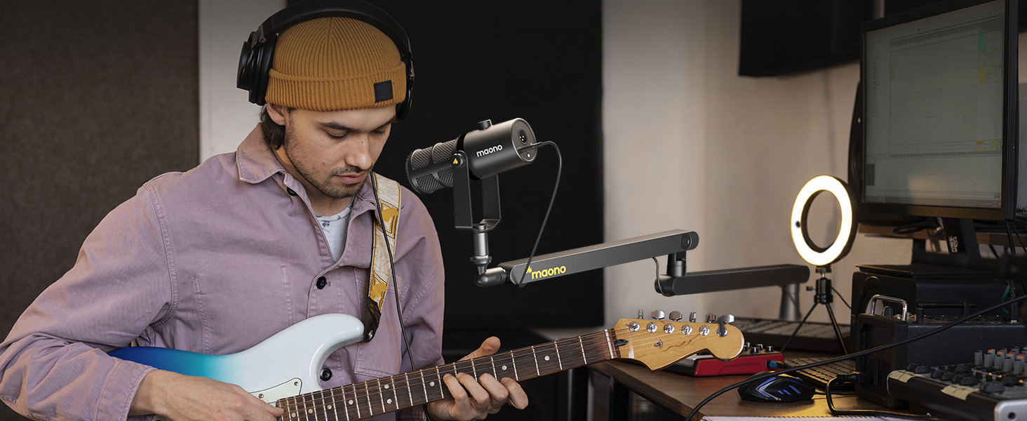 MAONO Тримач для мікрофона BA92 (Чорний) – низькопрофільний з кабелепроводом для чистого робочого місця