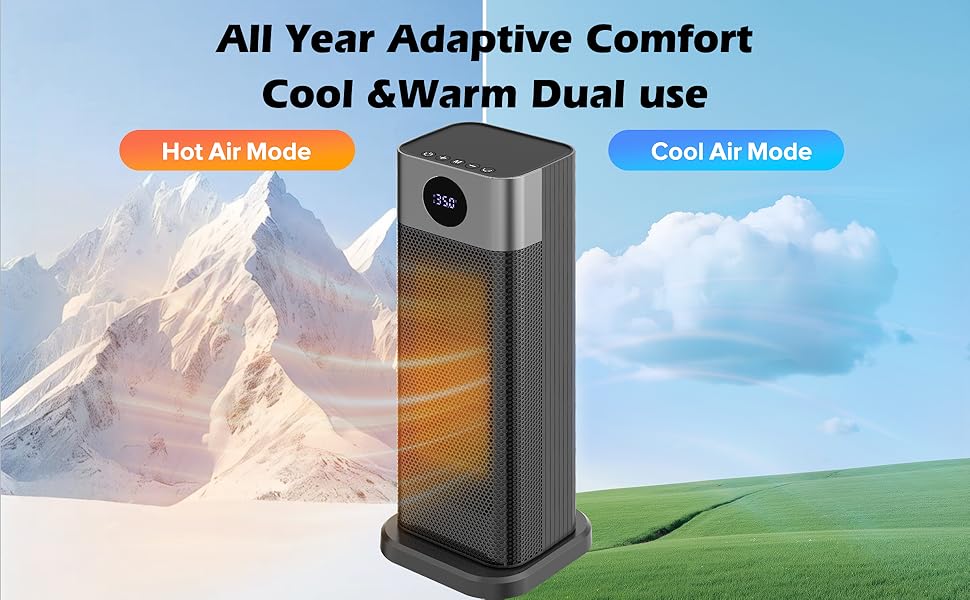 Електричний обігрівач PTC 2000W з термостатом, дистанційним керуванням, таймером та захистом від перегріву. Обігрівач для дому, офісу, спальні.