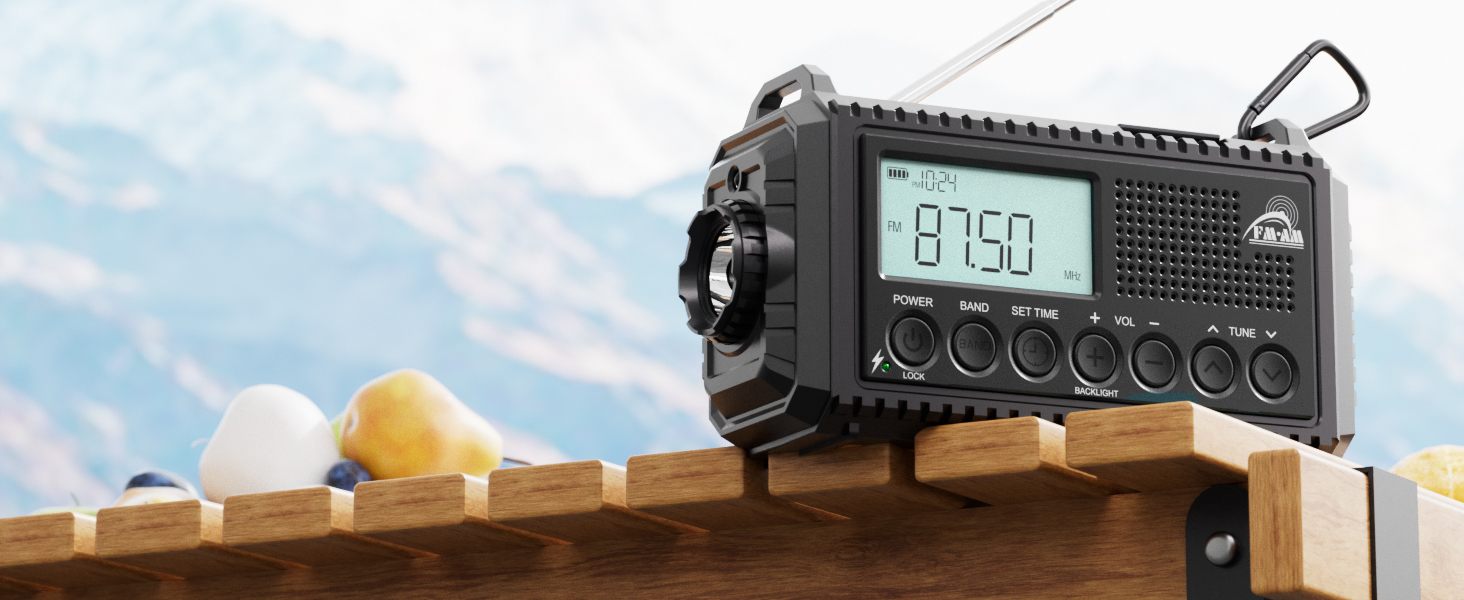 Радіостанція для будівельних майданчиків AM/FM/SW, радіо з ручним приводом та приймачем на весь світ, радіостанція для надзвичайних ситуацій з роз'ємом типу C, Powerbank/SOS-сигнал/Ліхтарик/Світло для читання/IPX4, портативне радіо для активного відпочинку, походів, кемпінгу, чорного кольору