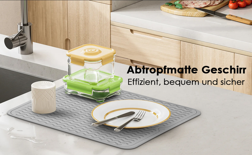 Килимок для посуду Abtropfmatte 40x30 см, сіро-коричневий: термостійкий, антиковзний, для мийки