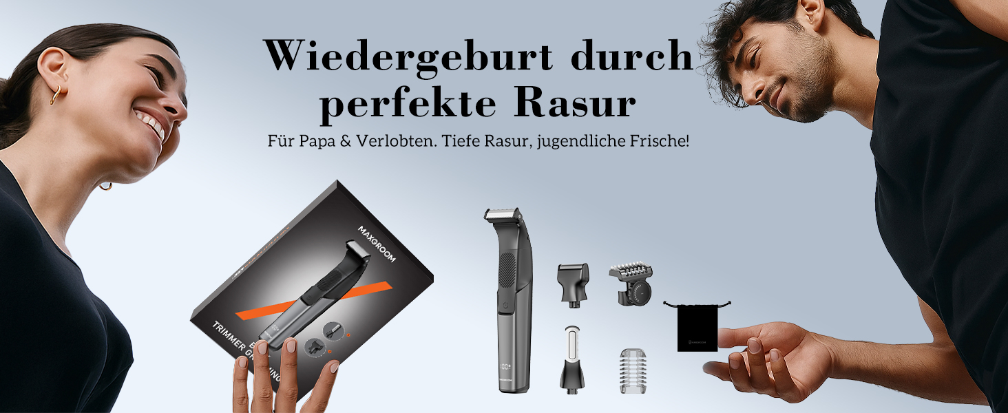 MAXGROOM 3-в-1 Тілогример для чоловіків: електробритва, тример, вологостійкий, для тіла та інтимної зони