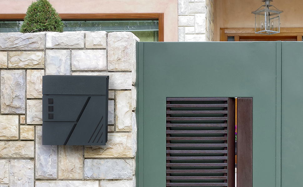 Поштовий ящик настінний SONGMICS з оглядовим вікном, замок, ключі, срібно-антрацитовий GMB053G01