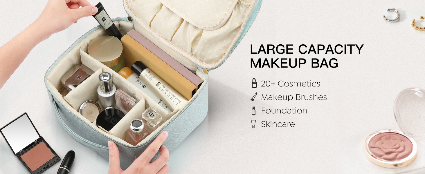 Чемоданчик для косметики Vlando, дорожній, великий, водонепроникний, для жінок, чоловіків, дівчаток, синій, з організатором