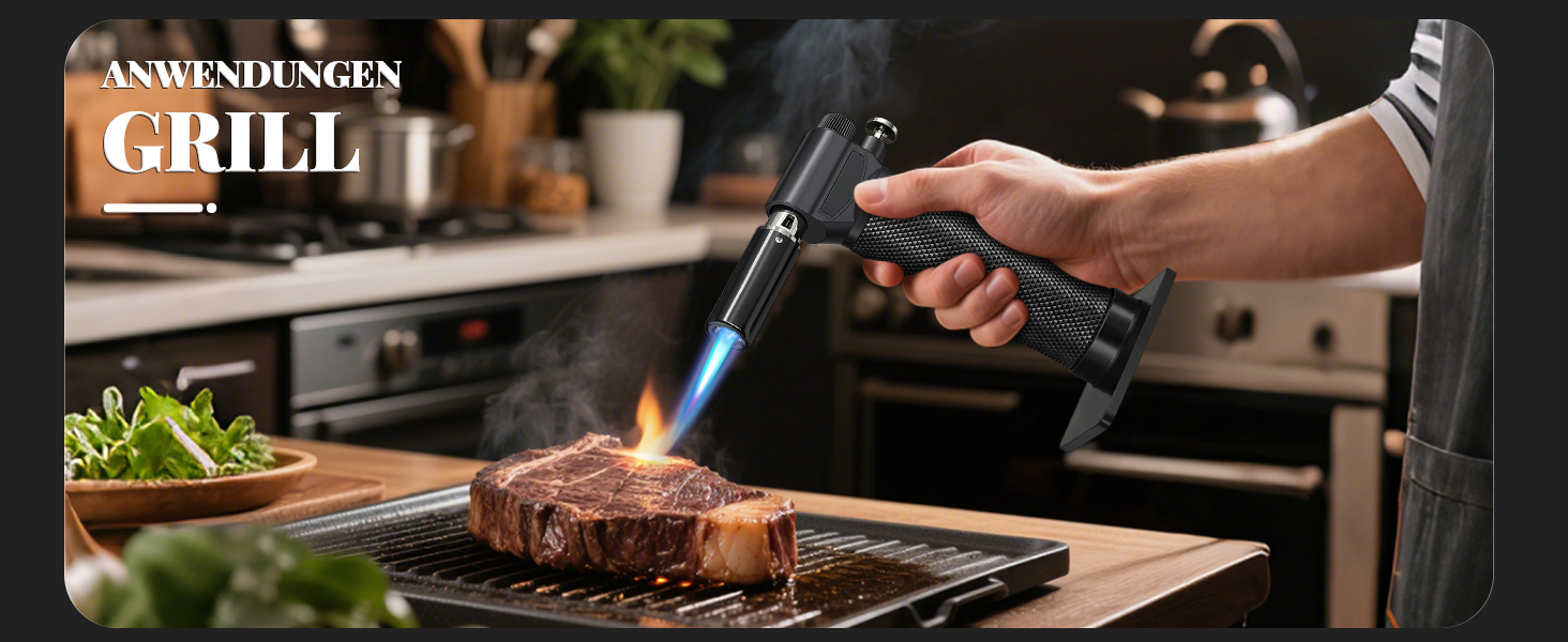 Газовий запальник для кухні з регульованим полум'ям Jet, одноручний, для приготування їжі, грилю, паяння (без газу), Zq1-bk