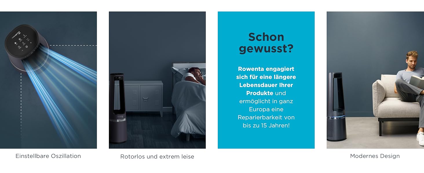 Rowenta Eclipse QU5030: Вентилятор-повітряочисник 3-в-1 | Rowenta | Повітряочисник, Вентилятор, Обігрівач | 12 швидкостей, Таймер, Дистанційне керування | Антрацит