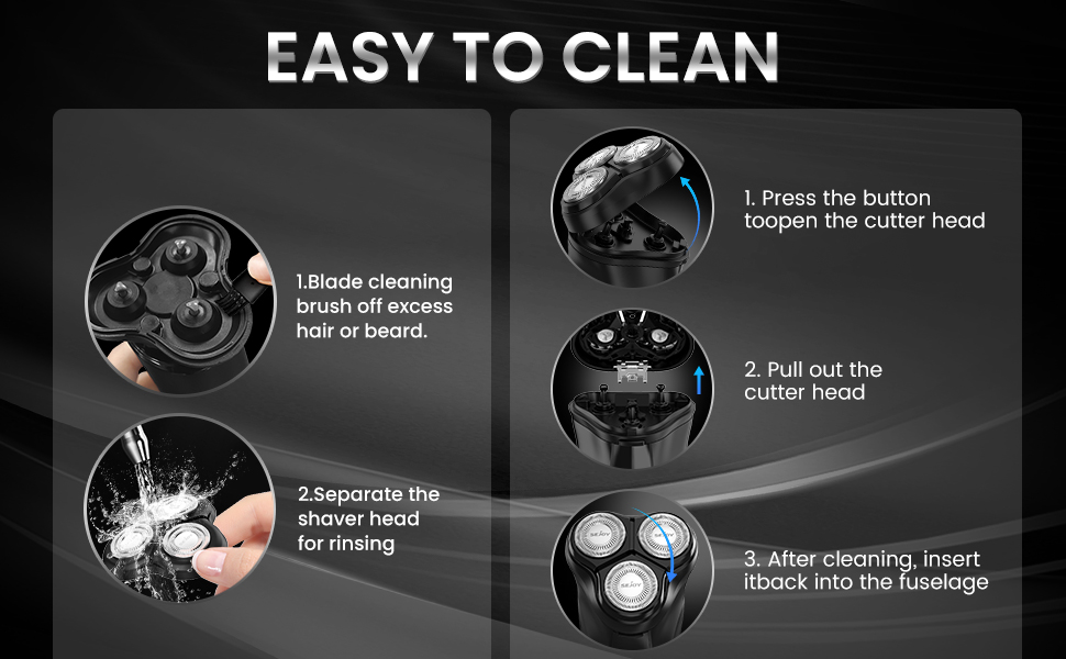 Електрична бритва 3D Rotationsrasierer: для чоловіків, з поп-ап тримером, швидка зарядка, LCD дисплей