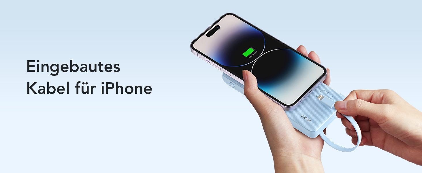 Power Bank VRURC 10000mAh з 4 кабелями: портативний акумулятор USB-C для iPhone, Huawei, Samsung та Android (синій)