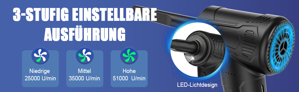 Електричний пилосос для повітря Faburo: 3 швидкості, 51000 об/хв, LED-підсвічування, USB-зарядка, для авто, дивана, офісу