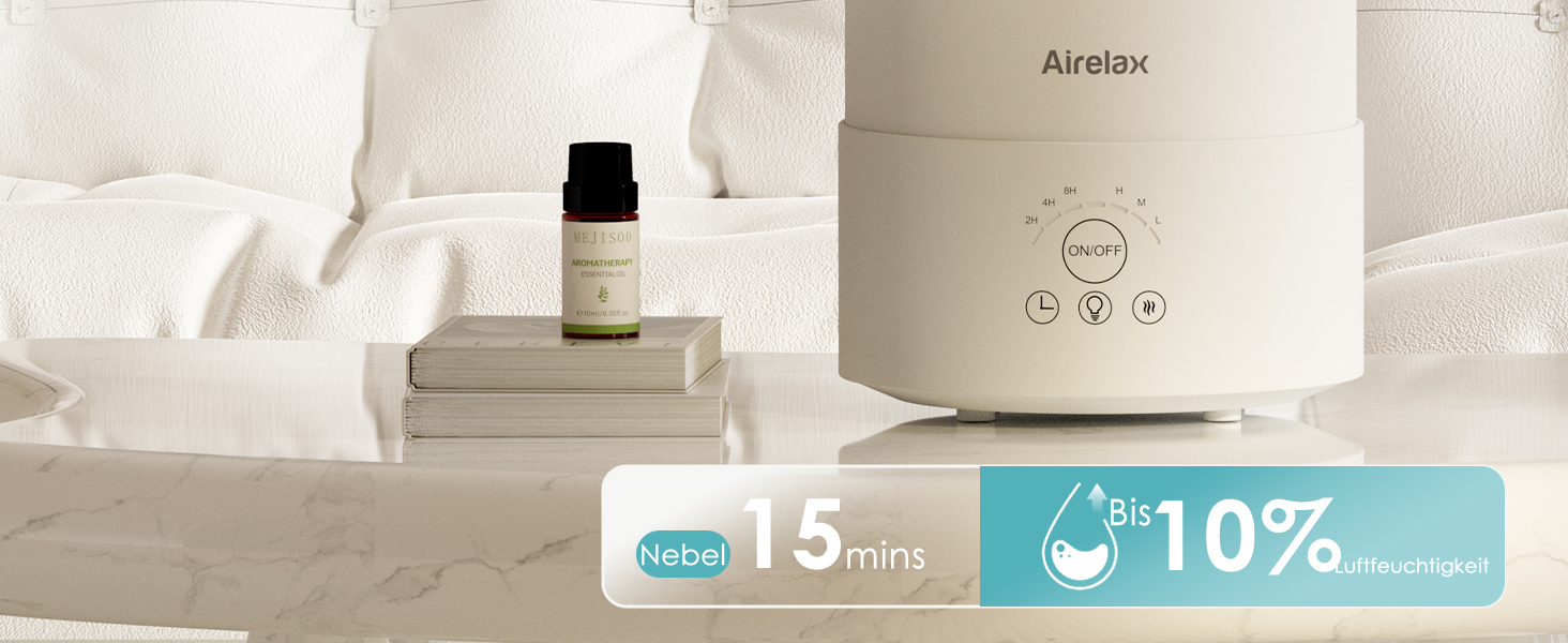 Зволожувач повітря Airelax 2.5L з аромадифузором, тихий, з автовимкненням, для дитячої кімнати, рослин, 360°