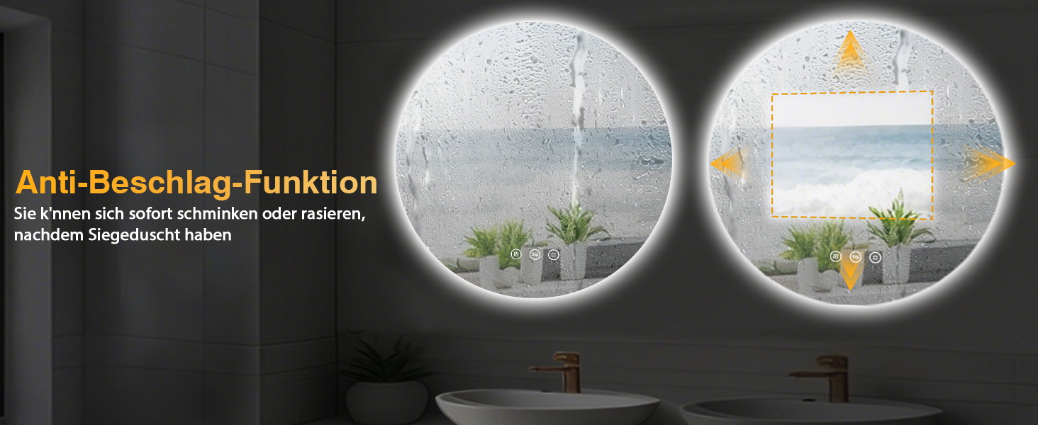 Дзеркало для ванної кімнати з підсвічуванням 70 см, LED дзеркало з підсвічуванням, 3 кольори світла, антизапарник, регульована яскравість, сенсорне управління, функція пам'яті, кругле, водонепроникне IP44, 70x70 см