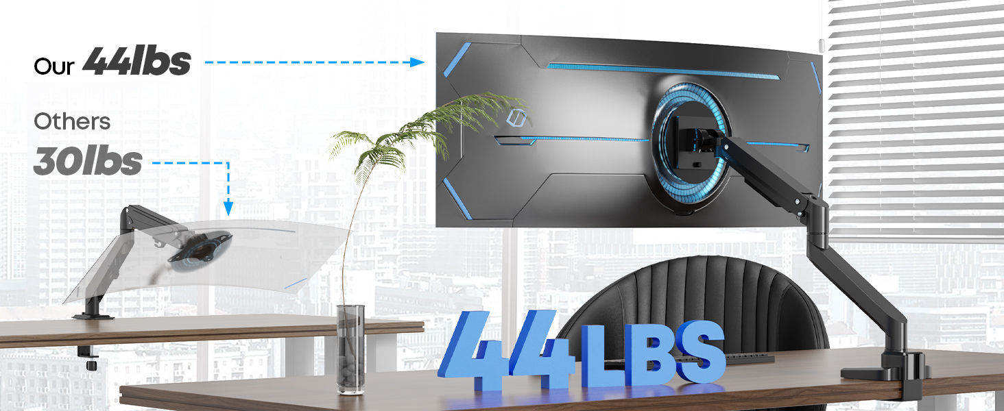 Кріплення для монітора - підставка для 1 монітора, 17-49 дюймів, плоский/вигнутий екран, чорний, газ-амортизатор, регулювання висоти, VESA 75x75/100x100, 2-20 кг