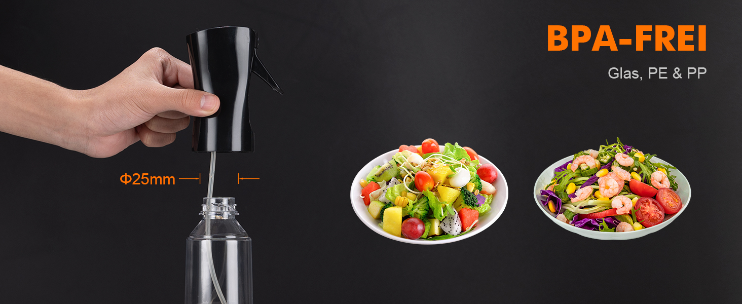Грифема - пляшка для олії та розпилювач 300 мл, для фритюрниці, гриля, салатів, Meal Prep, BPA-free, придатна для миття в посудомийній машині, багаторазове використання, GE2002B-300