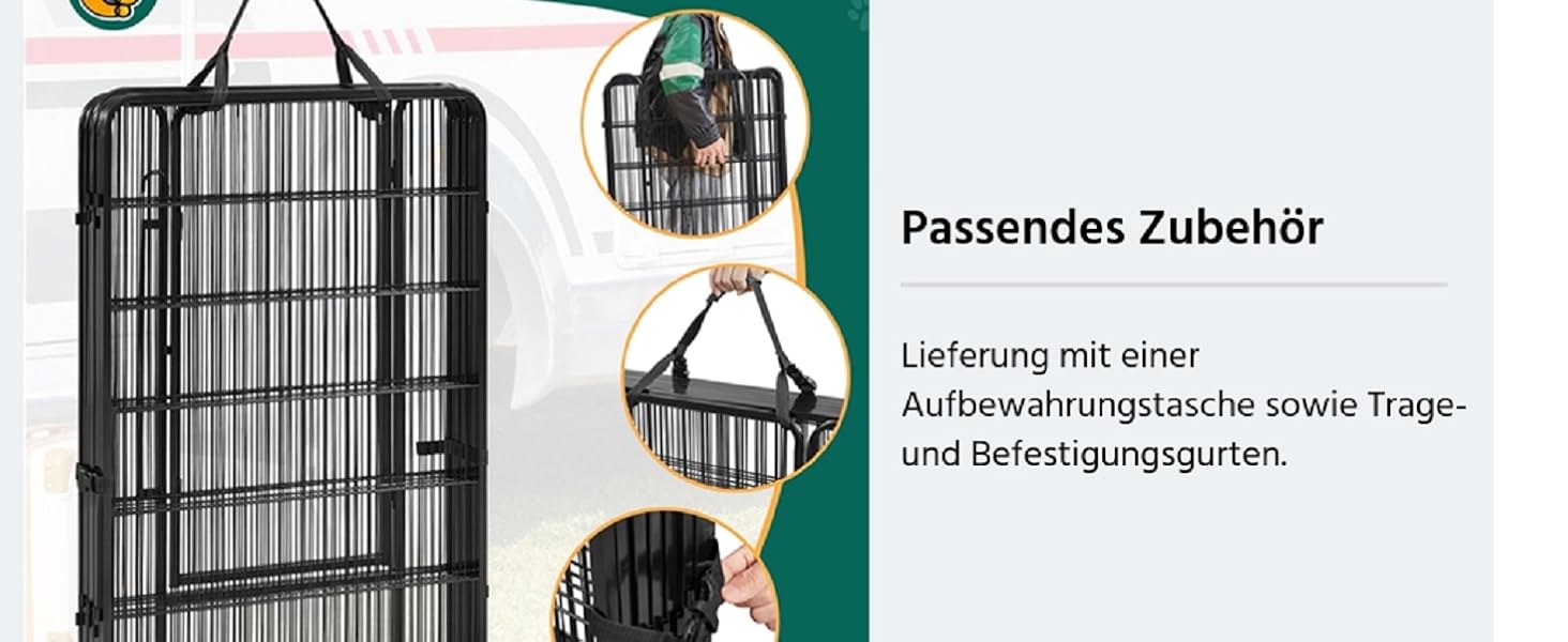 Клітка для цуценят Yaheetech 8-секційна, вольєр для собак з замком, переносна клітка з сумкою та ременями, ідеально підходить для собак у квартирі та на вулиці, проста збірка (100 см заввишки, 16 шт.)