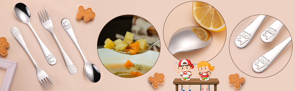 Набір дитячого столового приладдя Edeltahl (6 шт.): ложки, виделки, ложки для дітей від 3 років, з гравіюванням