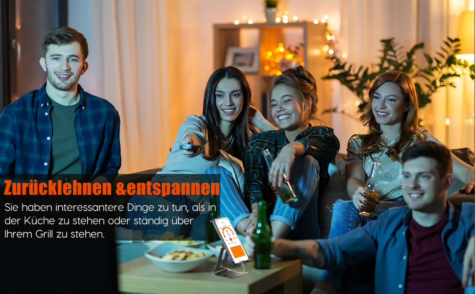 Бездротовий термометр для м'яса, приготування на грилі та в духовці з Bluetooth, таймером та сигналом, для приготування на грилі, в духовці, BBQ, для кухні та гриля EM8