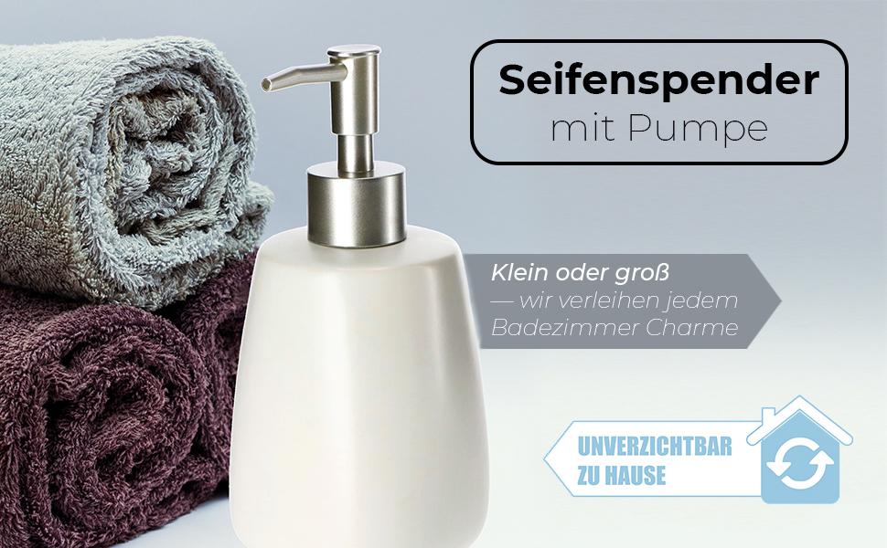 Дозатор мила KADAX: керамічний диспенсер для мила, мийного засобу та лосьйонів для ванної/кухні