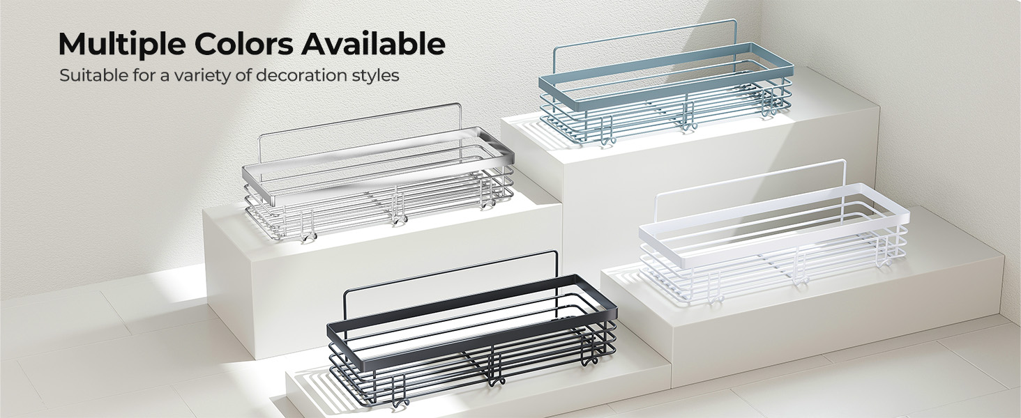 Полка для душу Orimade без свердління з 5 гачками, 2 шт. з нержавіючої сталі, срібло