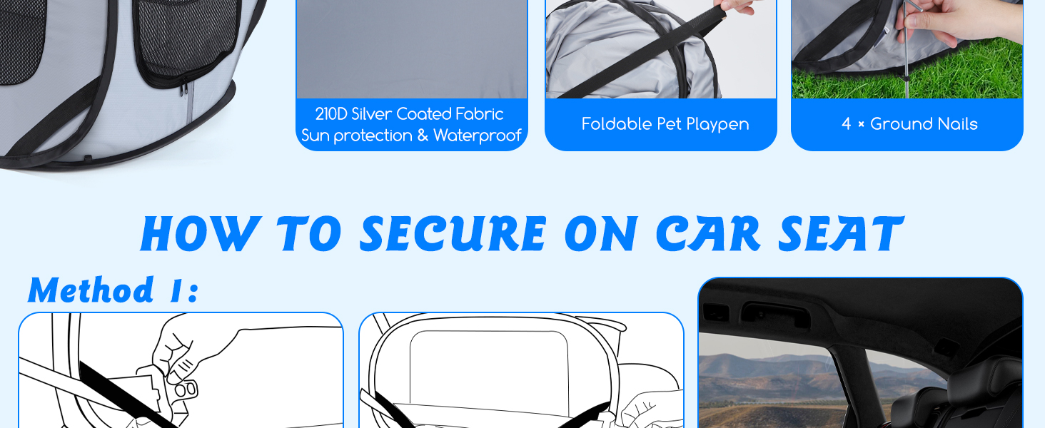 Переносний вольєр для собак та котів у машину Nobleza, складаний вольєр для тварин, 93x54x54 см