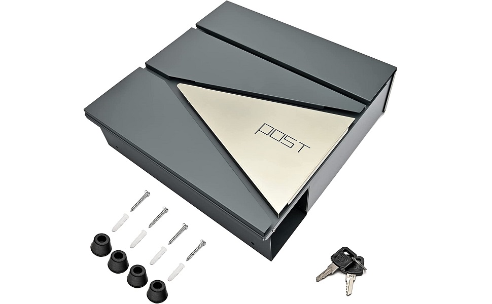 Поштовий ящик Verda з газетницею, антрацит, 37x37x11 см, 2 ключі, настінний, з XL газетницею, замикається