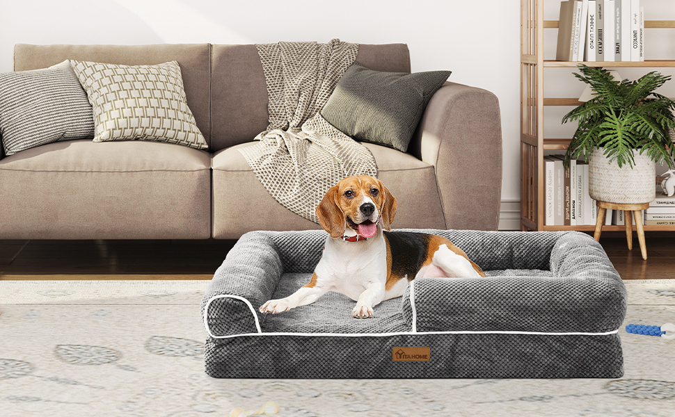 Крісло-лежанка для собак середніх порід YITAHOME, 51x48 см, ортопедичне, знімний чохол, сіре