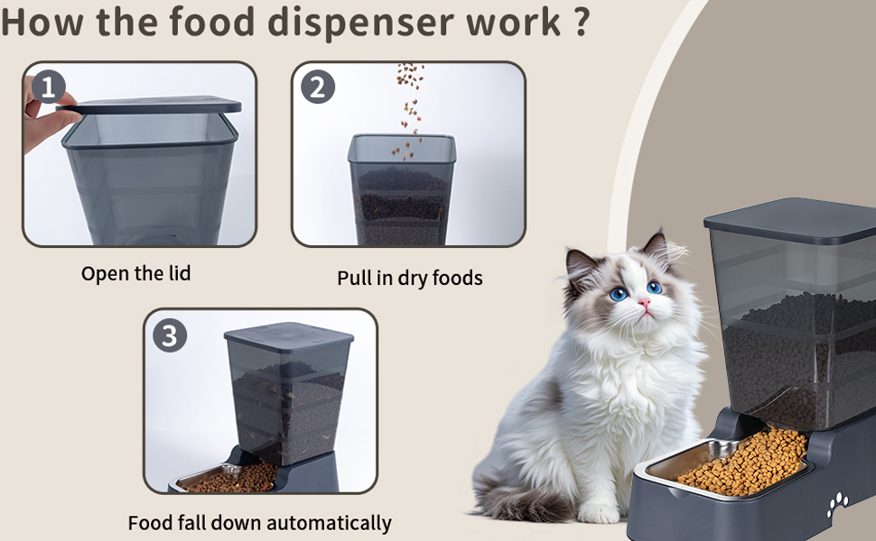 5L Automatic Pet Feeder & Waterer - Dog & Cat Food & Water Dispenser Set (Dark Gray)
