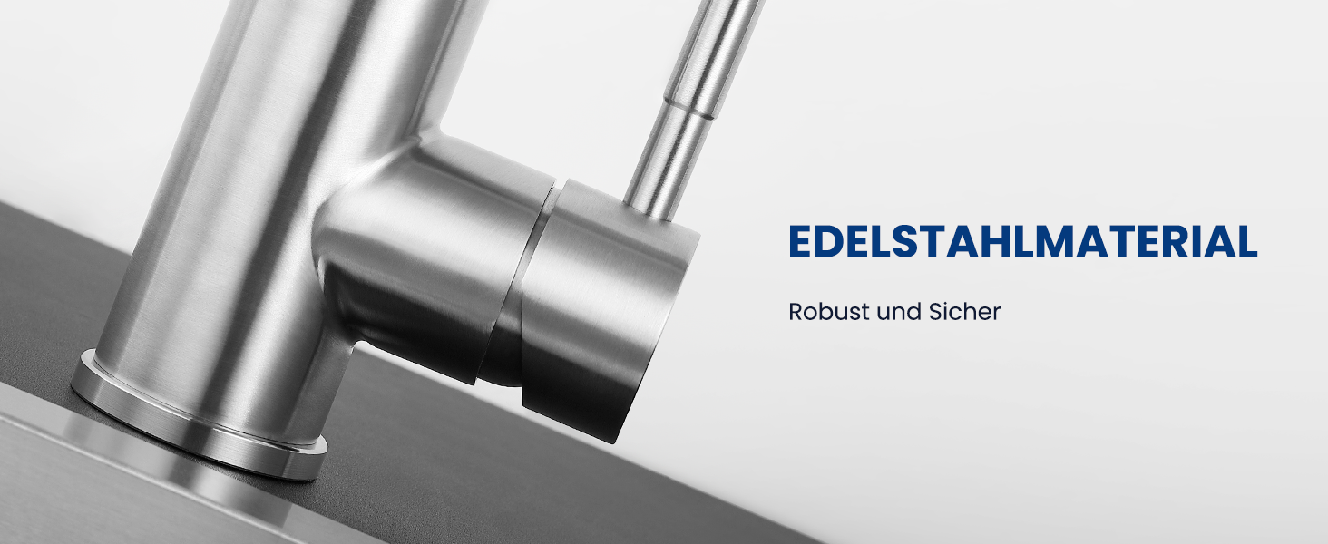 Змішувач кухонний висувний CECIPA з донним виливом, нержавіюча сталь, 2 режими, 360° оберт, високий тиск