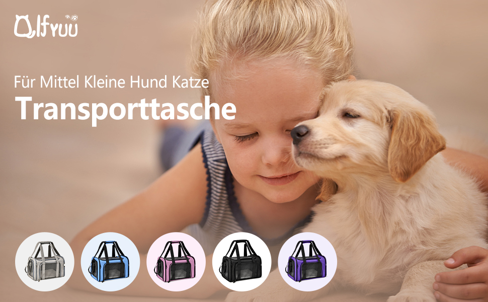 Транспортна сумка для кота та собаки, складана переноска для домашніх тварин середнього розміру (51x33x33 см, чорна)