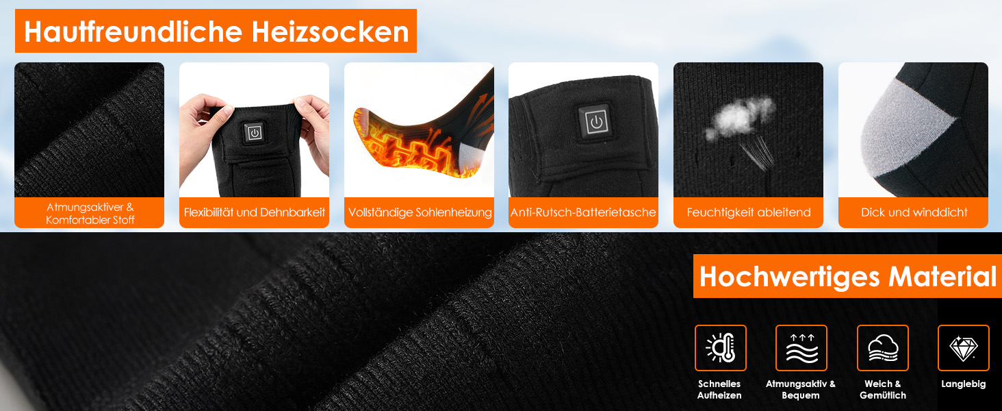 Гріючі шкарпетки Minthouz з керуванням через додаток для чоловіків та жінок | 4 режими нагріву & акумулятор 7,4V 3000mAh для тривалої теплоти | Можна прати в машині & перезаряджаються | Для активного відпочинку, походів, катання на лижах, кемпінгу