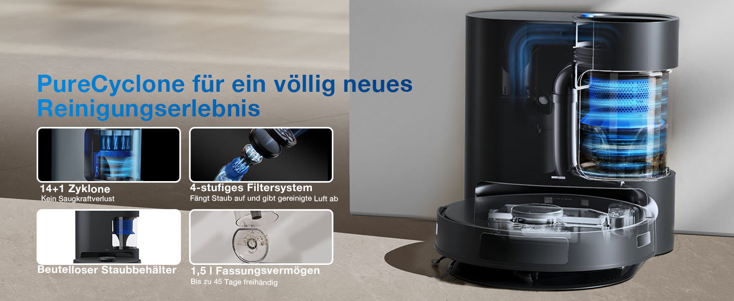 Робот-пилосос ECOVACS DEEBOT N20 Pro Plus: потужність 8000Pa, функція миття, бездротова станція PureCyclone, захист від заплутування волосся, до 300 хвилин роботи, білий/чорний