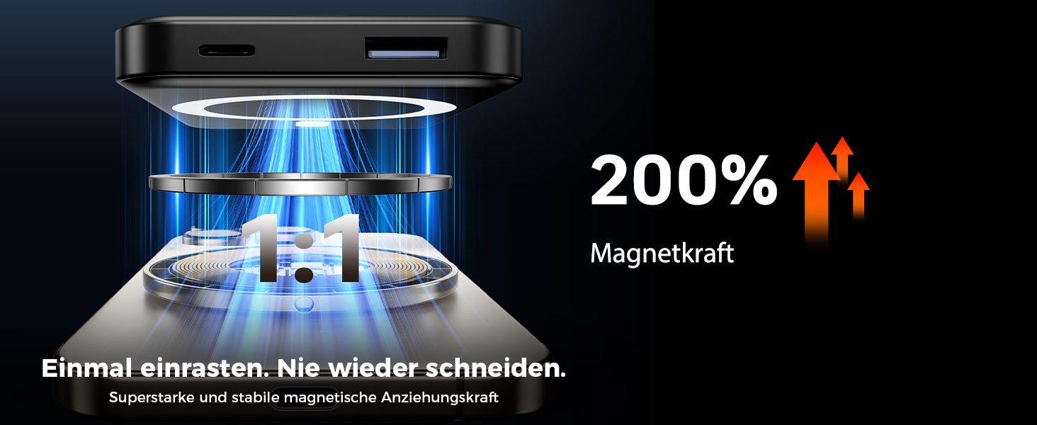 Powerbank MagSafe 10000mAh з PD 22.5W, бездротова зарядка, USB-C, LED-дисплей, чорний