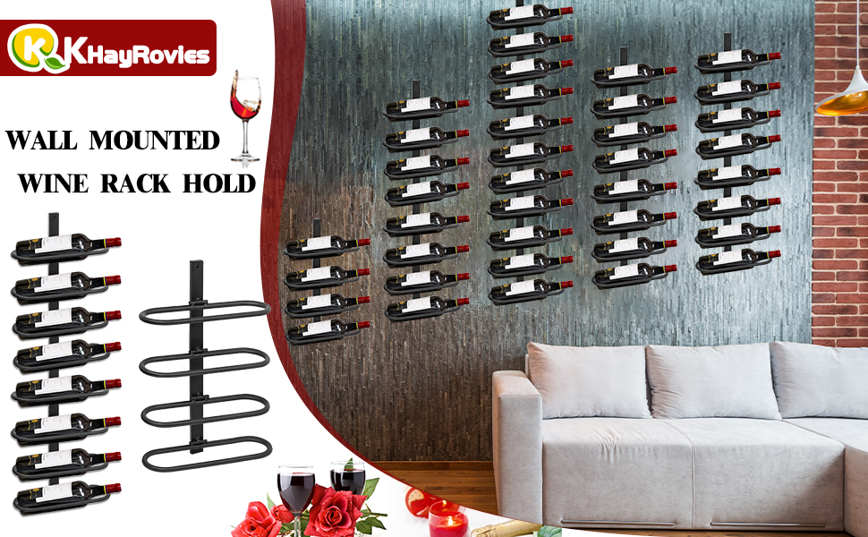 Настінна полиця для вина на 8 пляшок з металу - Weinregal Wand Metall