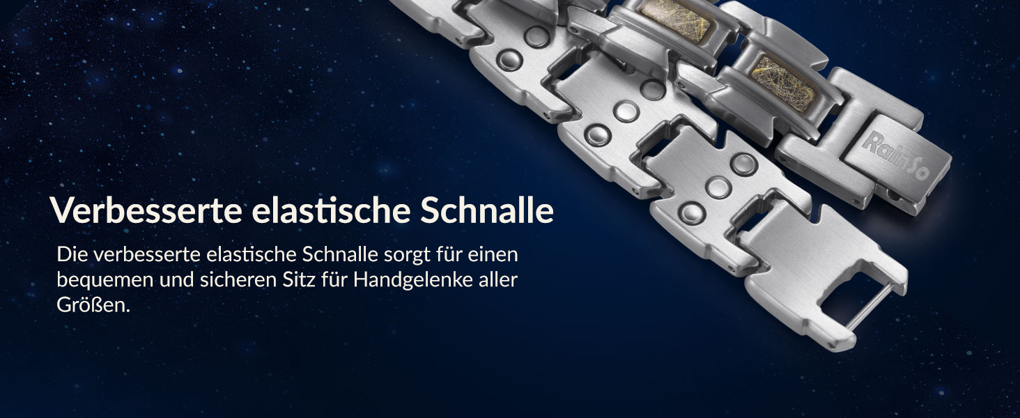Чоловічий магнітний браслет RainSo зі скорпіоном, трирядний, з нержавіючої сталі, з інструментом для зняття ланок та подарунковою коробкою (сріблястий та шампань)